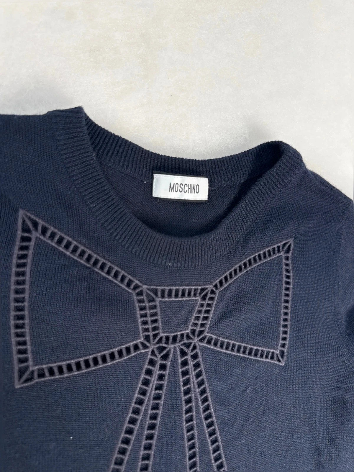 Vestitino Moschino blu con fiocco ricamato – Donna Taglia S (IT 40)