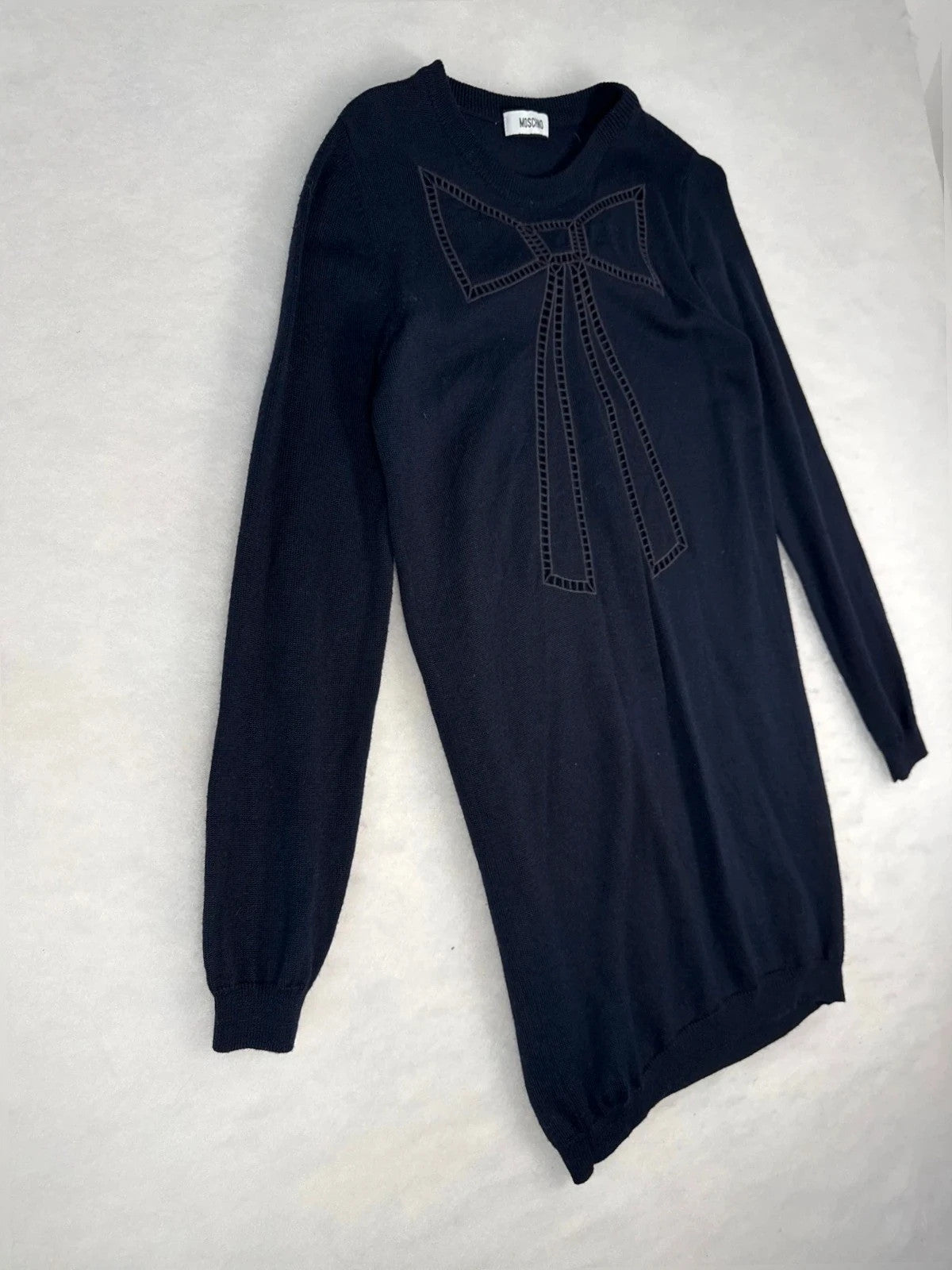Vestitino Moschino blu con fiocco ricamato – Donna Taglia S (IT 40)