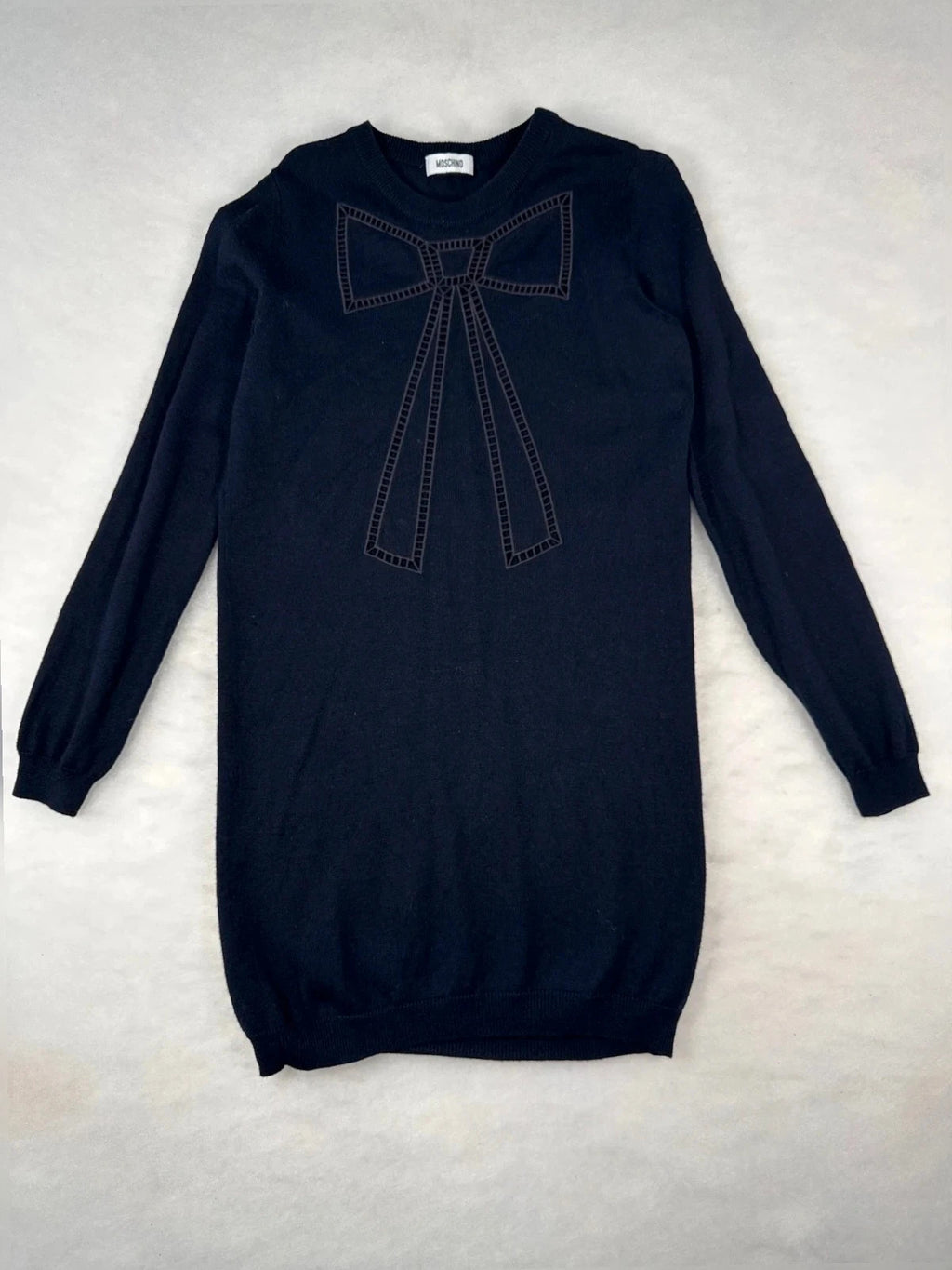 Vestitino Moschino blu con fiocco ricamato – Donna Taglia S (IT 40)