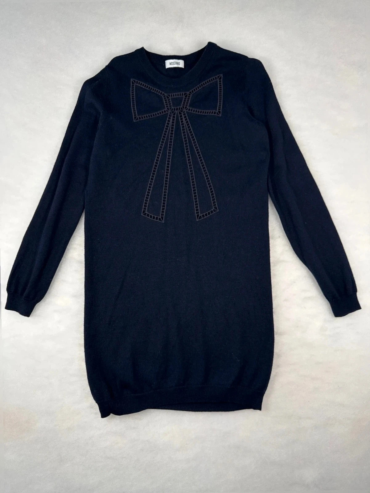 Vestitino Moschino blu con fiocco ricamato – Donna Taglia S (IT 40)