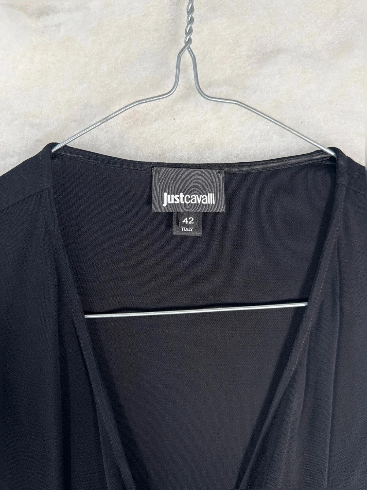 Top Just Cavalli nero drappeggiato – Donna Taglia M (IT 42)