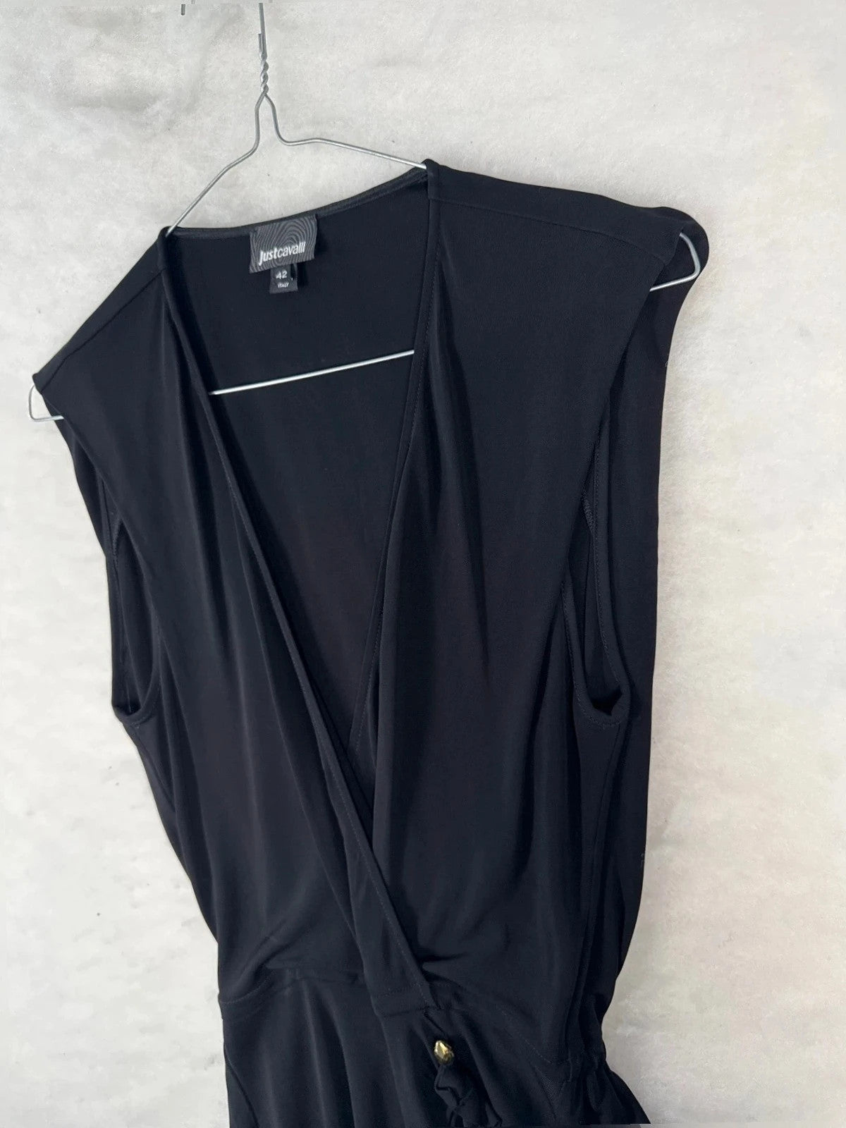 Top Just Cavalli nero drappeggiato – Donna Taglia M (IT 42)