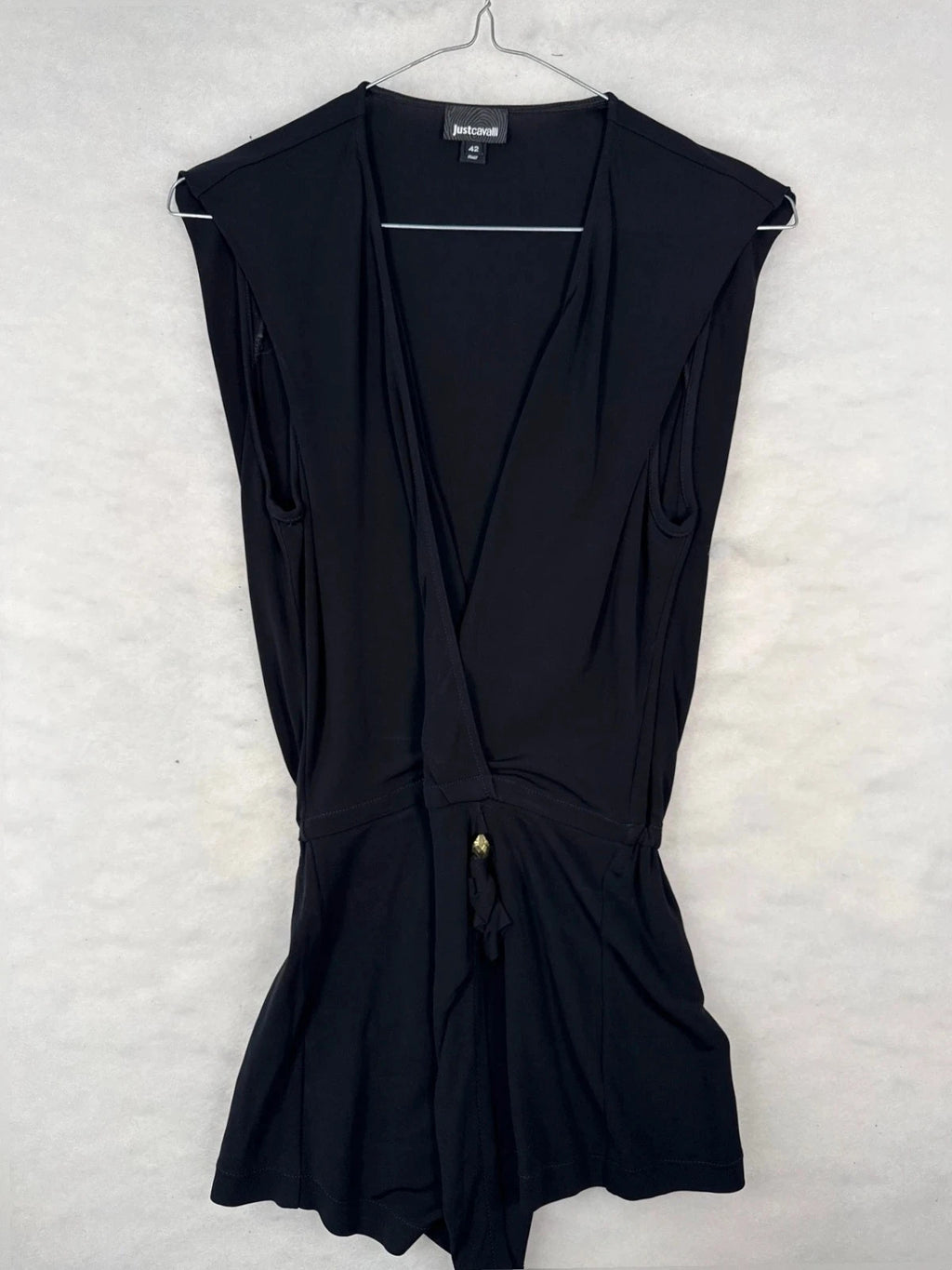Top Just Cavalli nero drappeggiato – Donna Taglia M (IT 42)