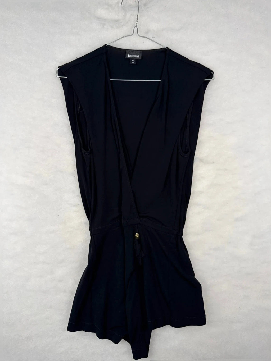 Top Just Cavalli nero drappeggiato – Donna Taglia M (IT 42)
