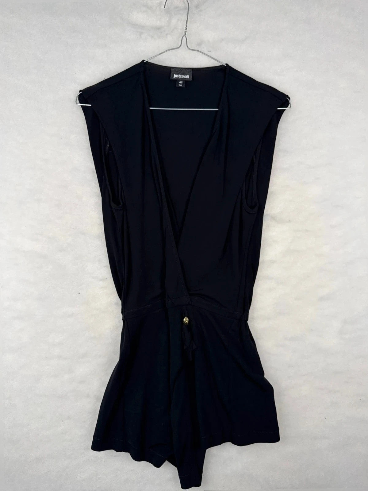 Top Just Cavalli nero drappeggiato – Donna Taglia M (IT 42)