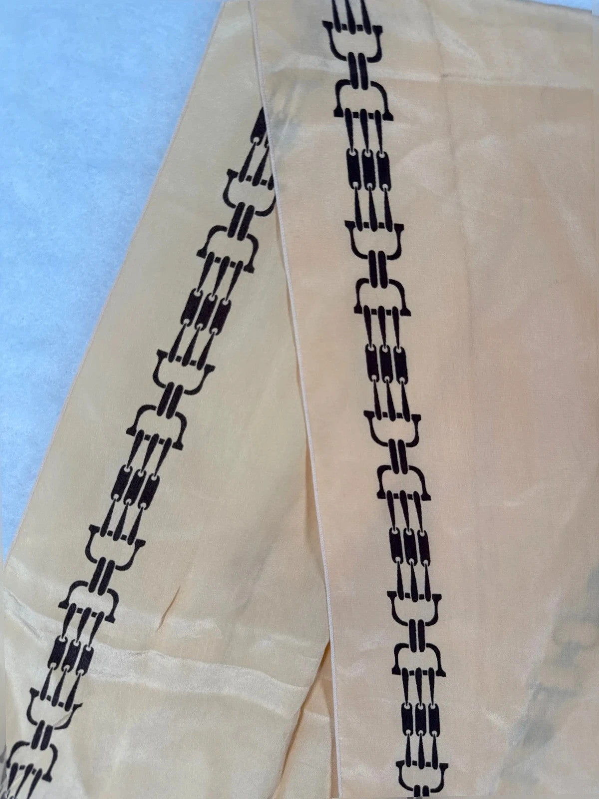 Foulard Céline Paris beige, motivo catena – Vintage