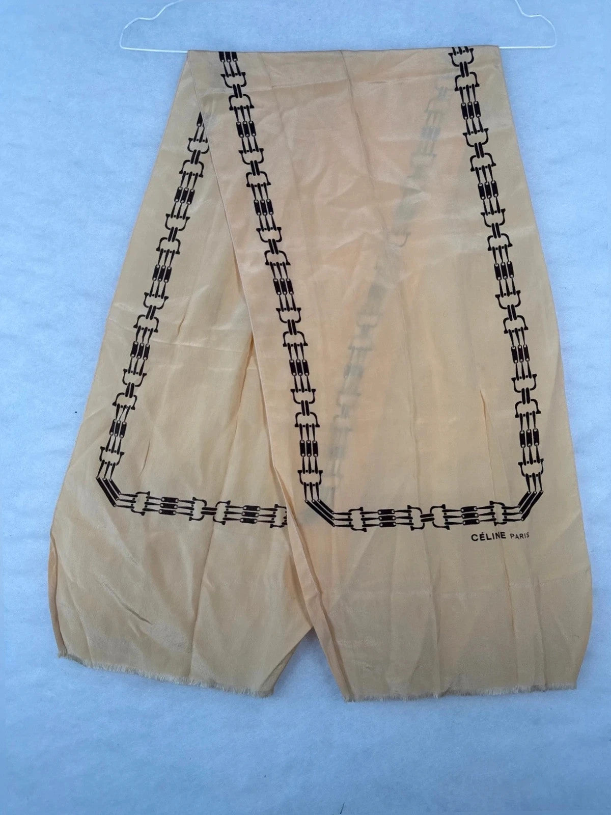 Foulard Céline Paris beige, motivo catena – Vintage