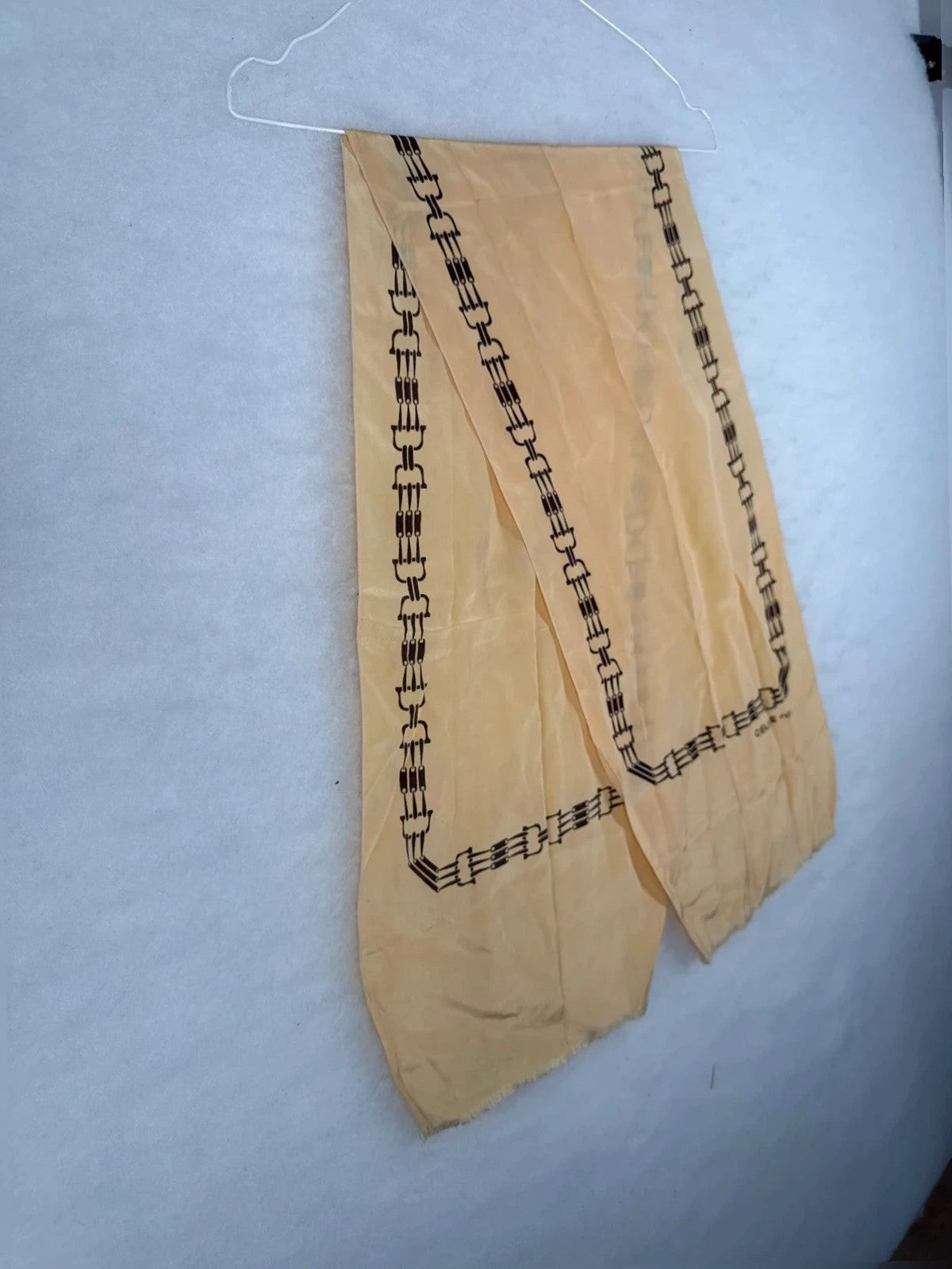 Foulard Céline Paris beige, motivo catena – Vintage