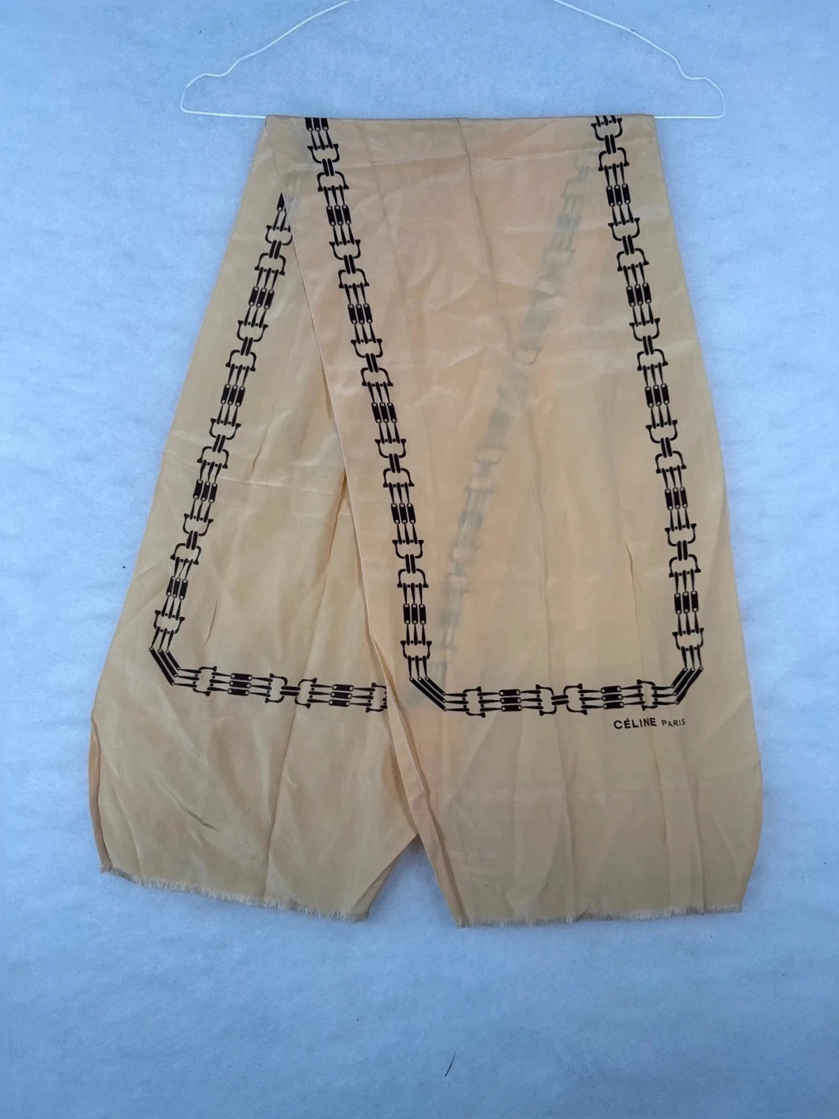 Foulard Céline Paris beige, motivo catena – Vintage