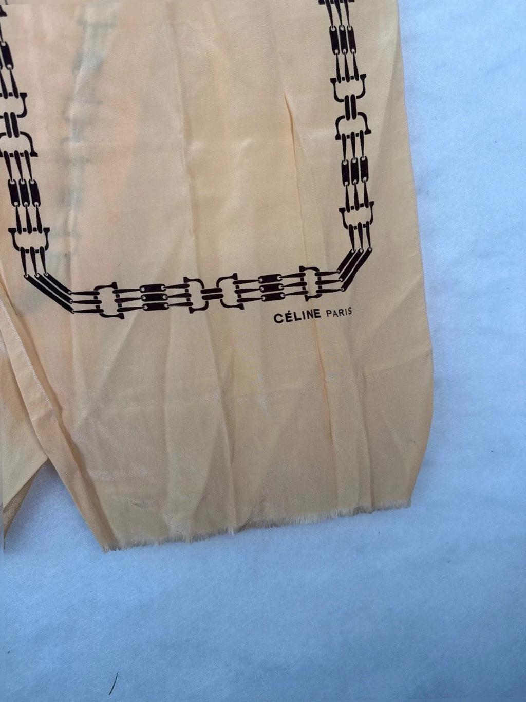 Foulard Céline Paris beige, motivo catena – Vintage