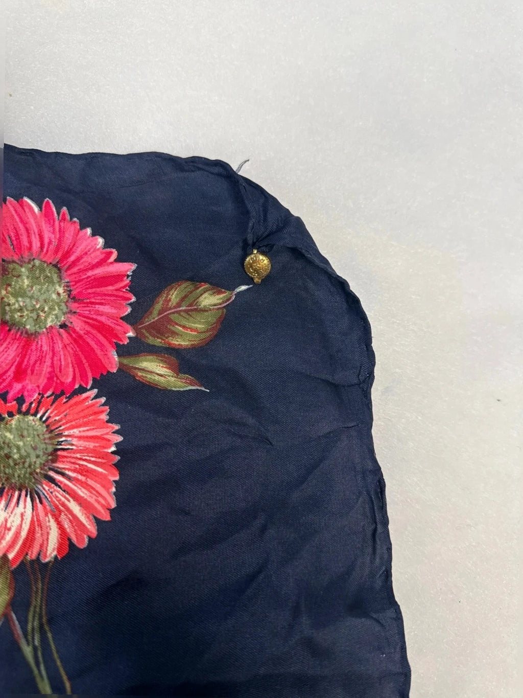 Foulard Pierre Cardin blu, stampa floreale – Vintage