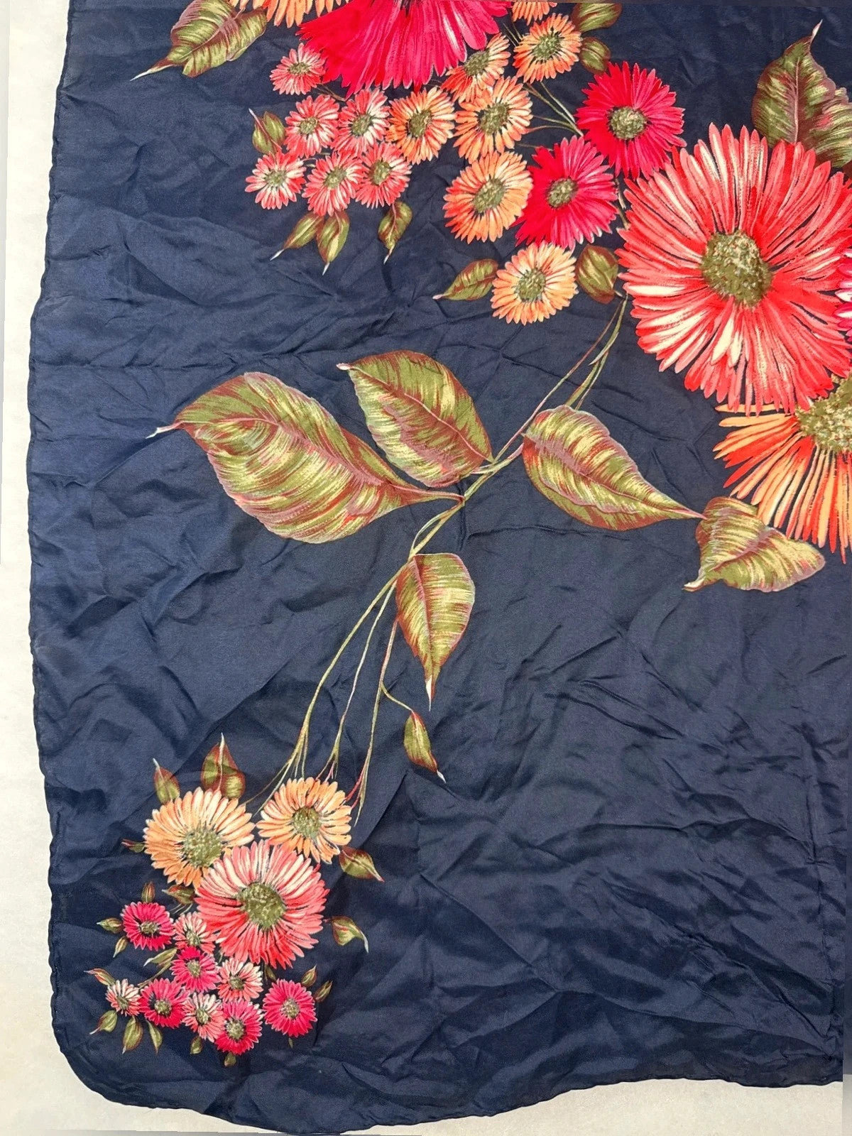 Foulard Pierre Cardin blu, stampa floreale – Vintage