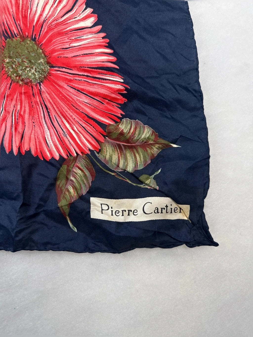 Foulard Pierre Cardin blu, stampa floreale – Vintage