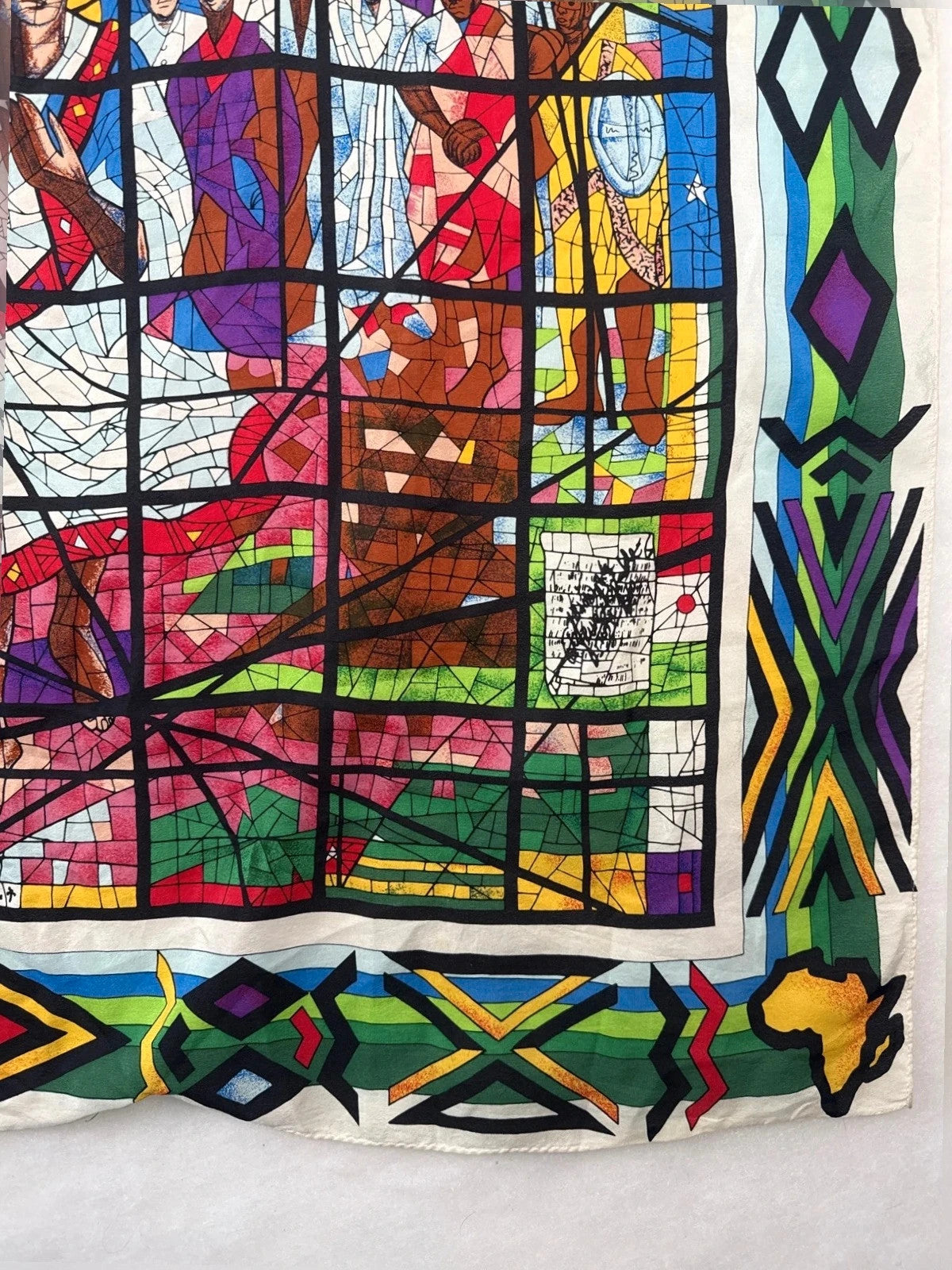 Foulard vintage in seta Afework Tekle "The Total Liberation of Africa" 1986