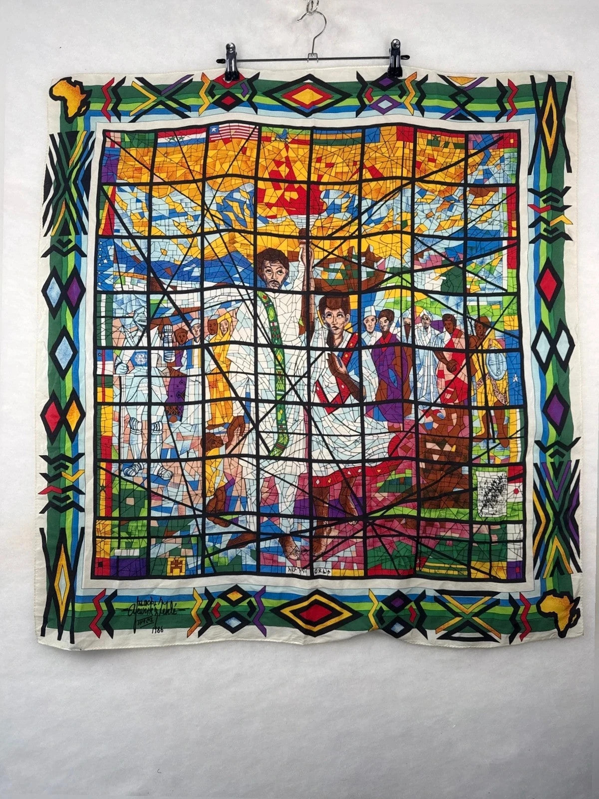 Foulard vintage in seta Afework Tekle "The Total Liberation of Africa" 1986