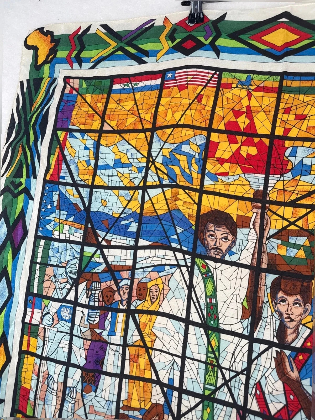 Foulard vintage in seta Afework Tekle "The Total Liberation of Africa" 1986