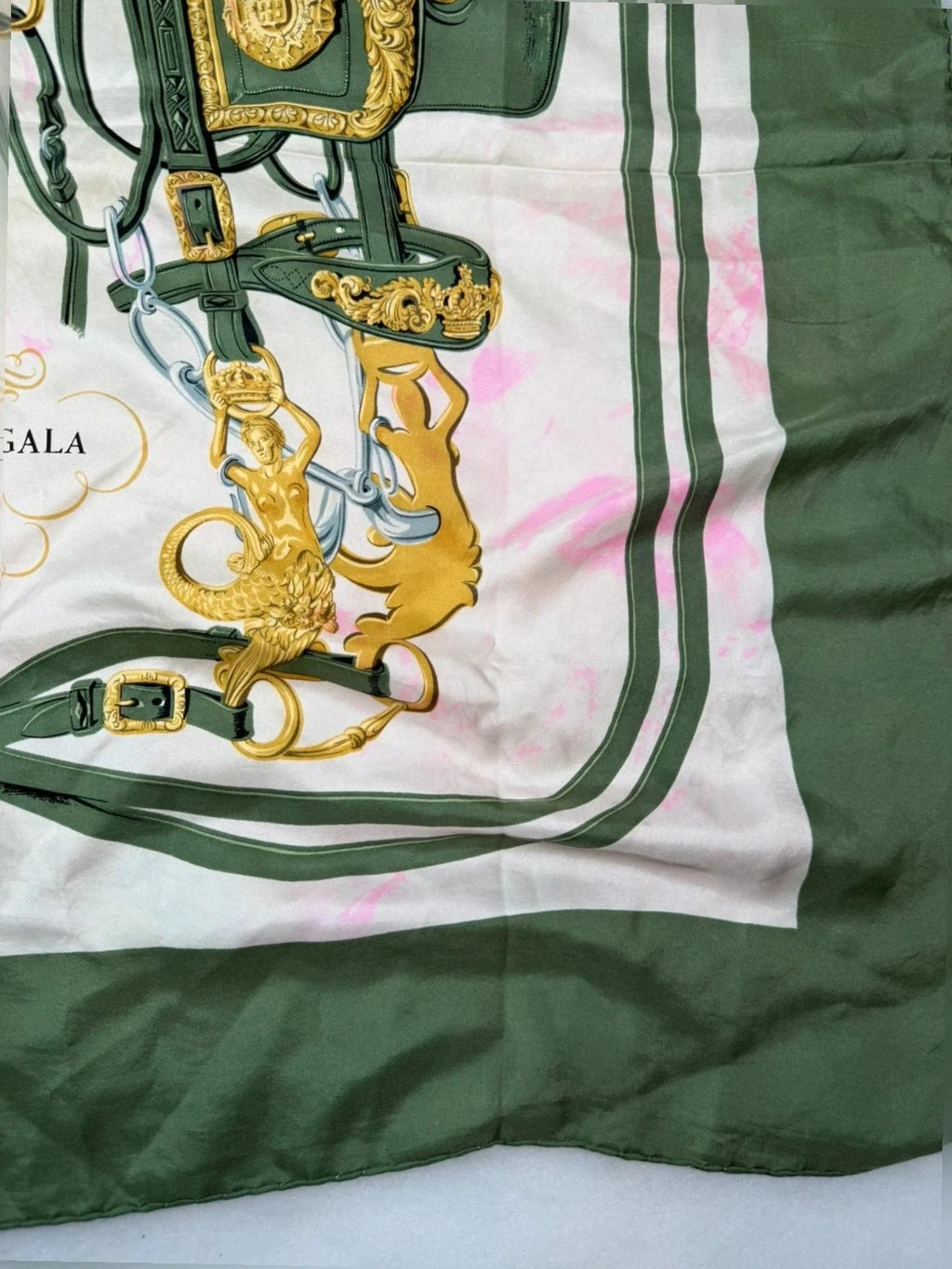 Foulard Hermès Paris "Brides de Gala" verde – Vintage