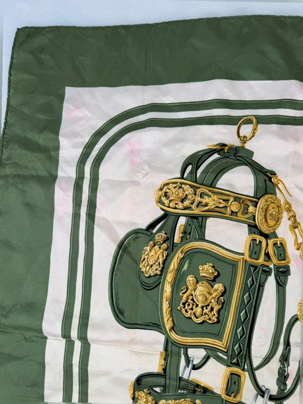 Foulard Hermès Paris "Brides de Gala" verde – Vintage