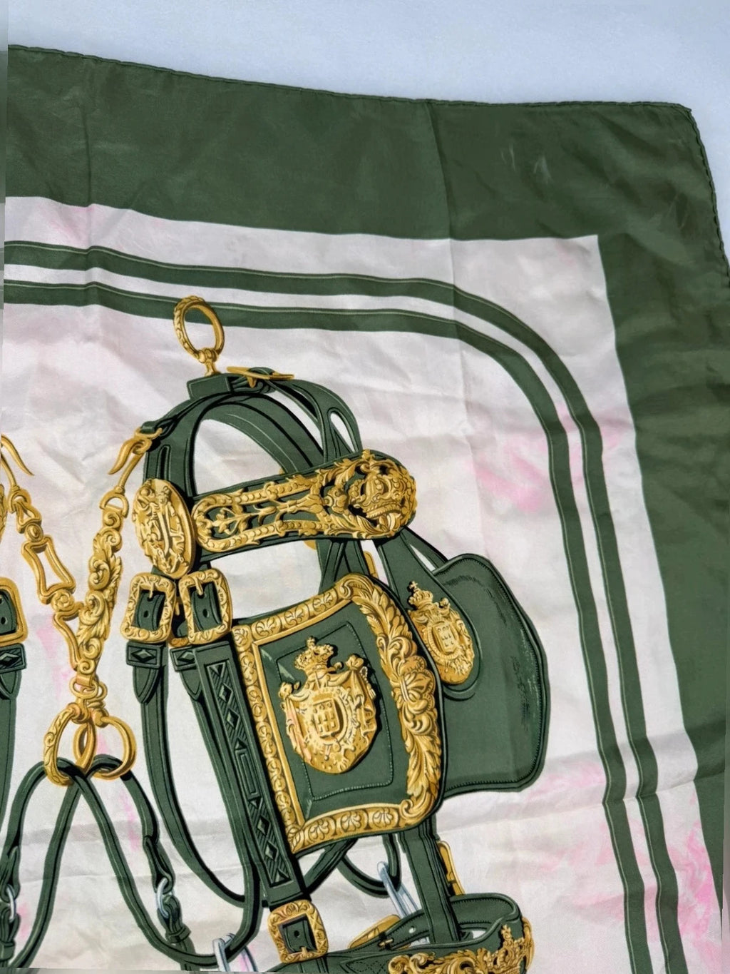 Foulard Hermès Paris "Brides de Gala" verde – Vintage