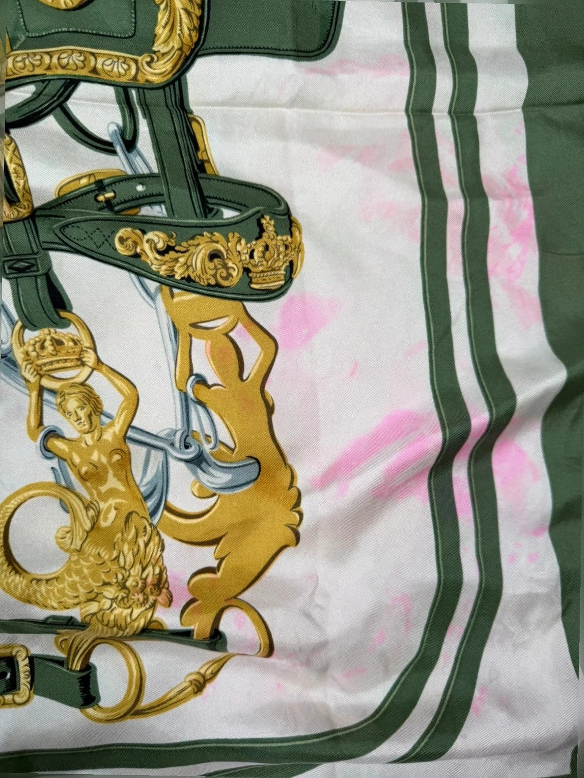 Foulard Hermès Paris "Brides de Gala" verde – Vintage