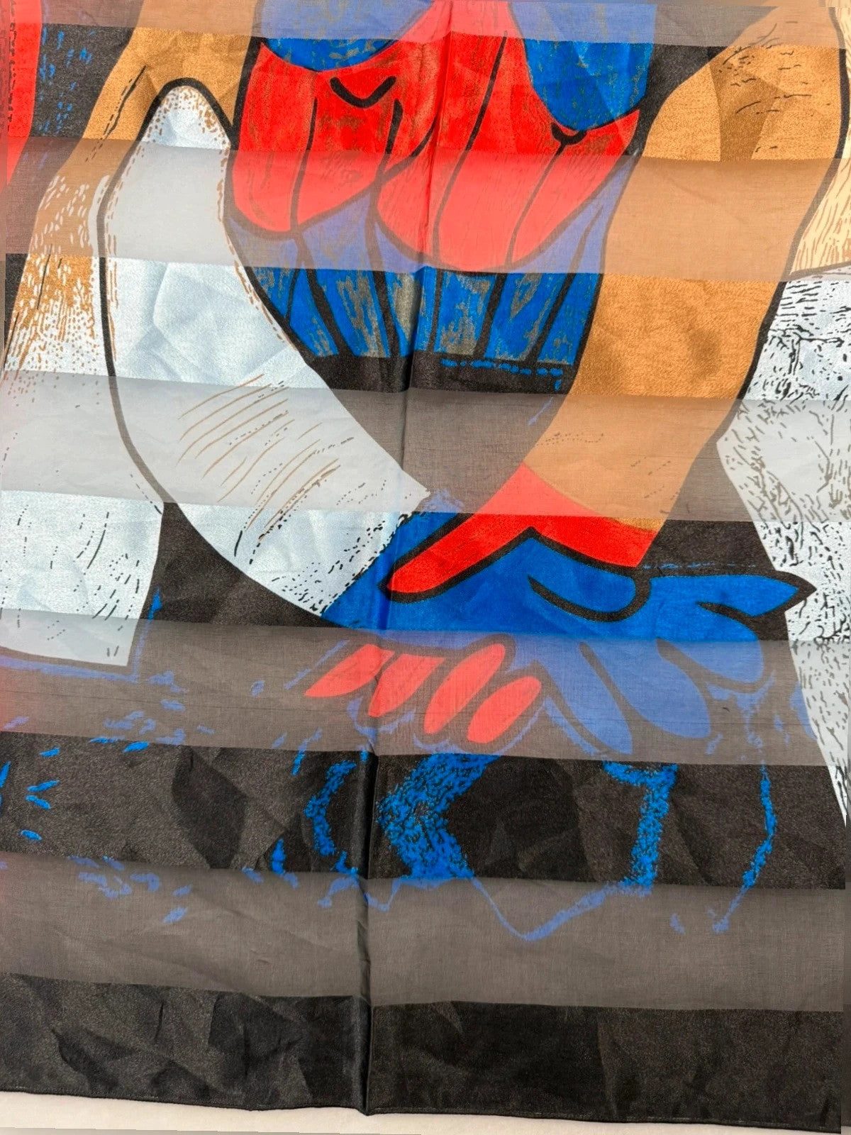 Foulard vintage in seta, stampa Picasso figure cubiste