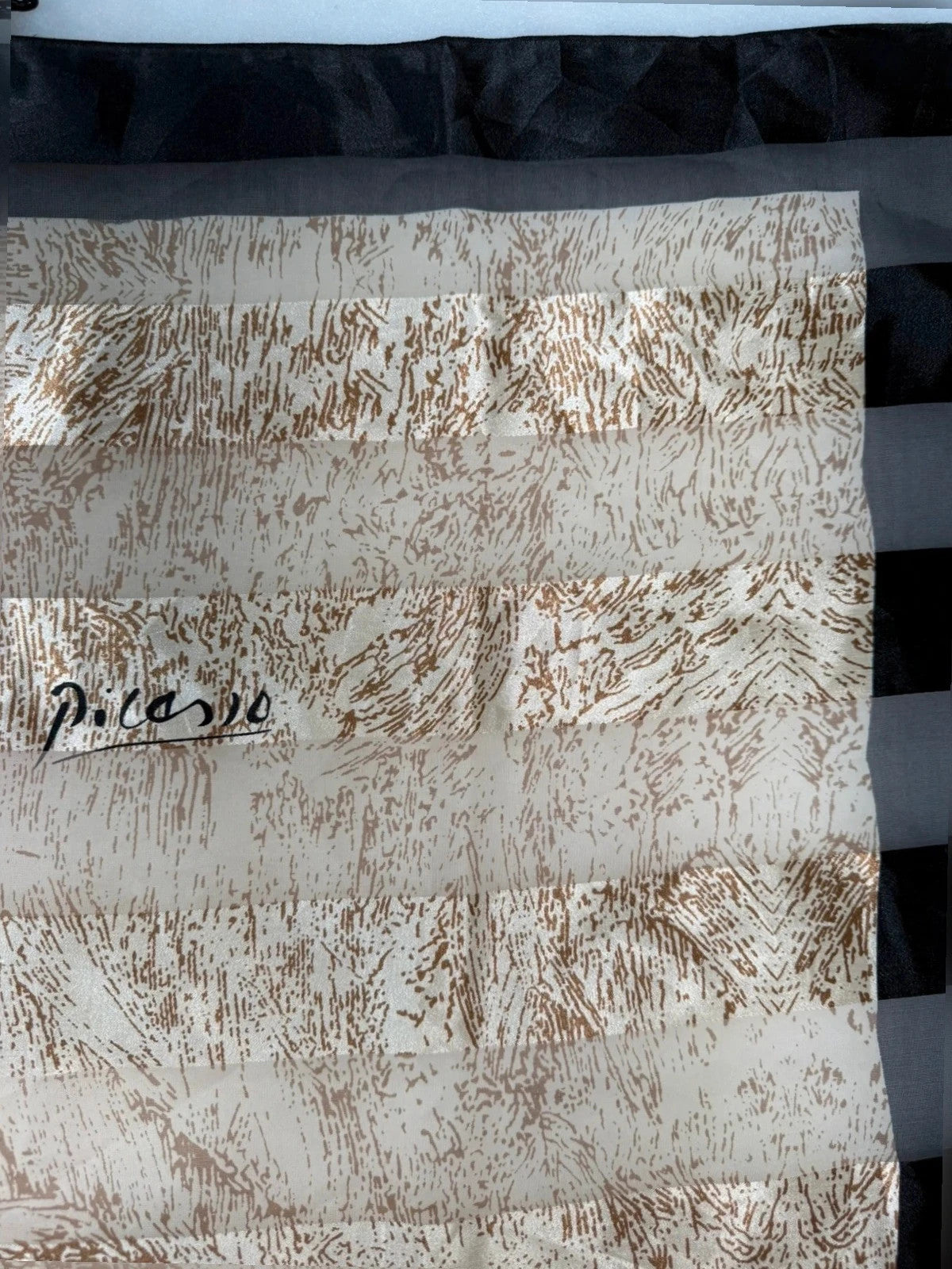Foulard vintage in seta, stampa Picasso figure cubiste