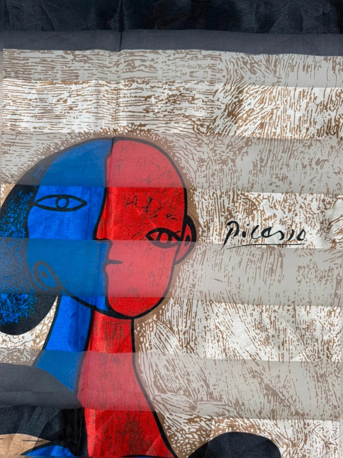 Foulard vintage in seta, stampa Picasso figure cubiste
