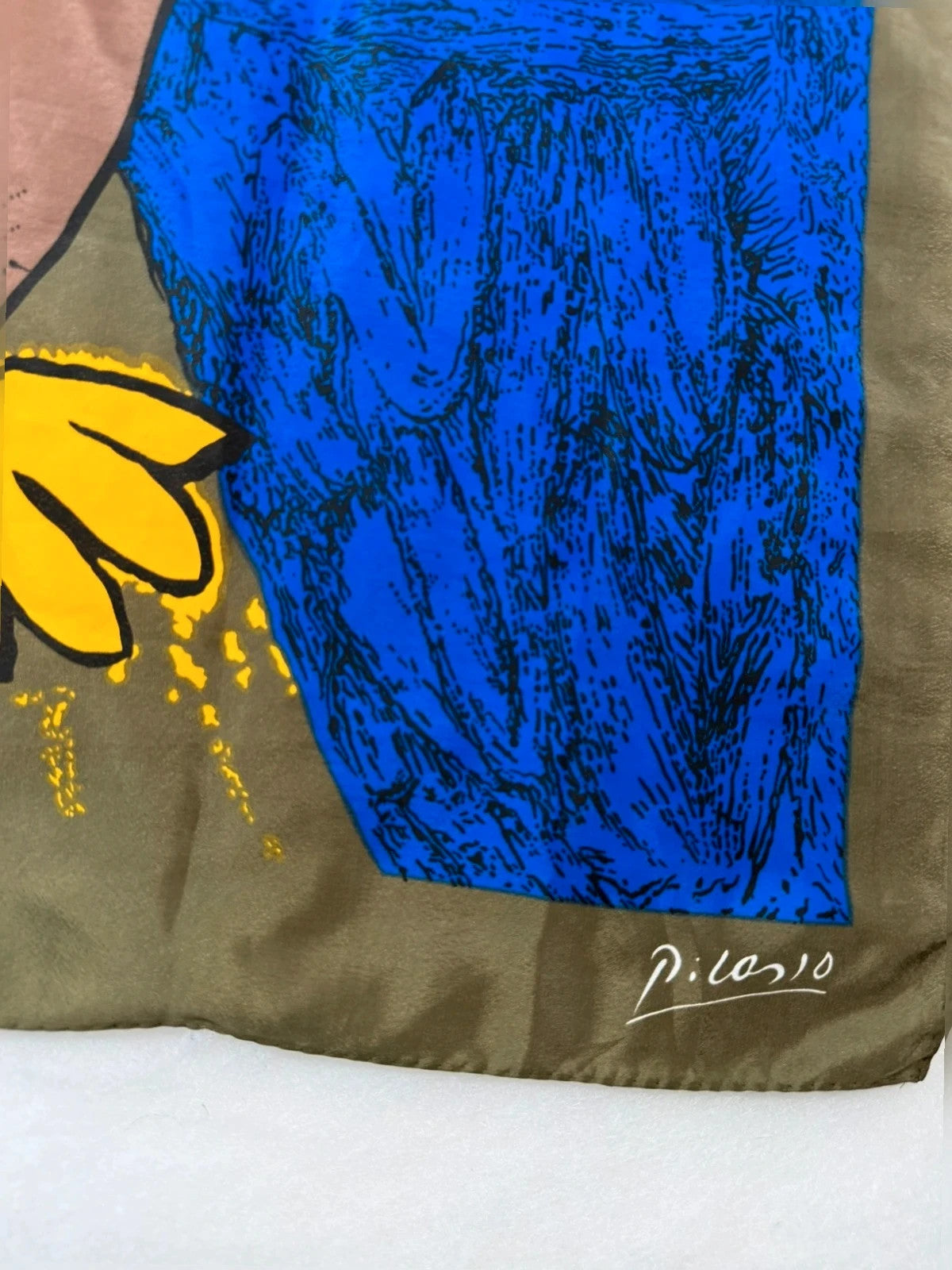 Foulard vintage in seta, stampa Picasso ritratto cubista