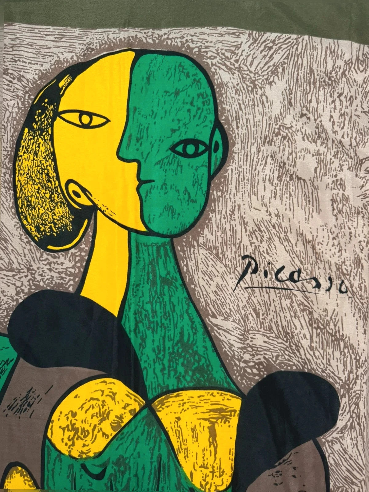 Foulard vintage in seta, stampa Picasso ritratto cubista