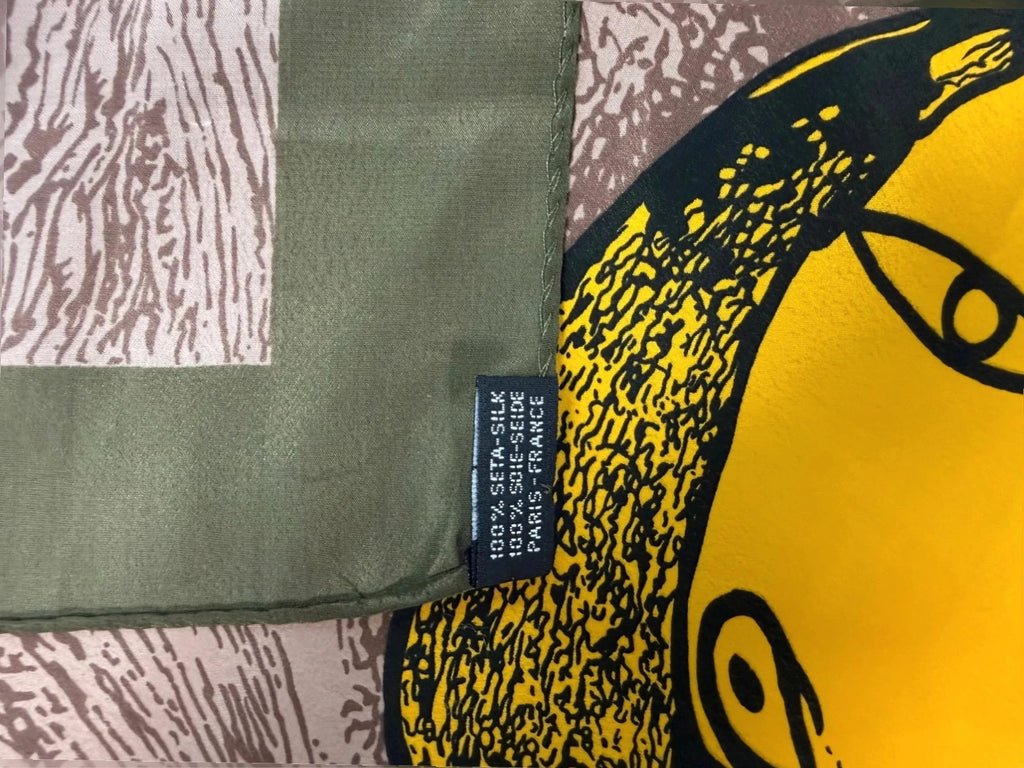 Foulard vintage in seta, stampa Picasso ritratto cubista