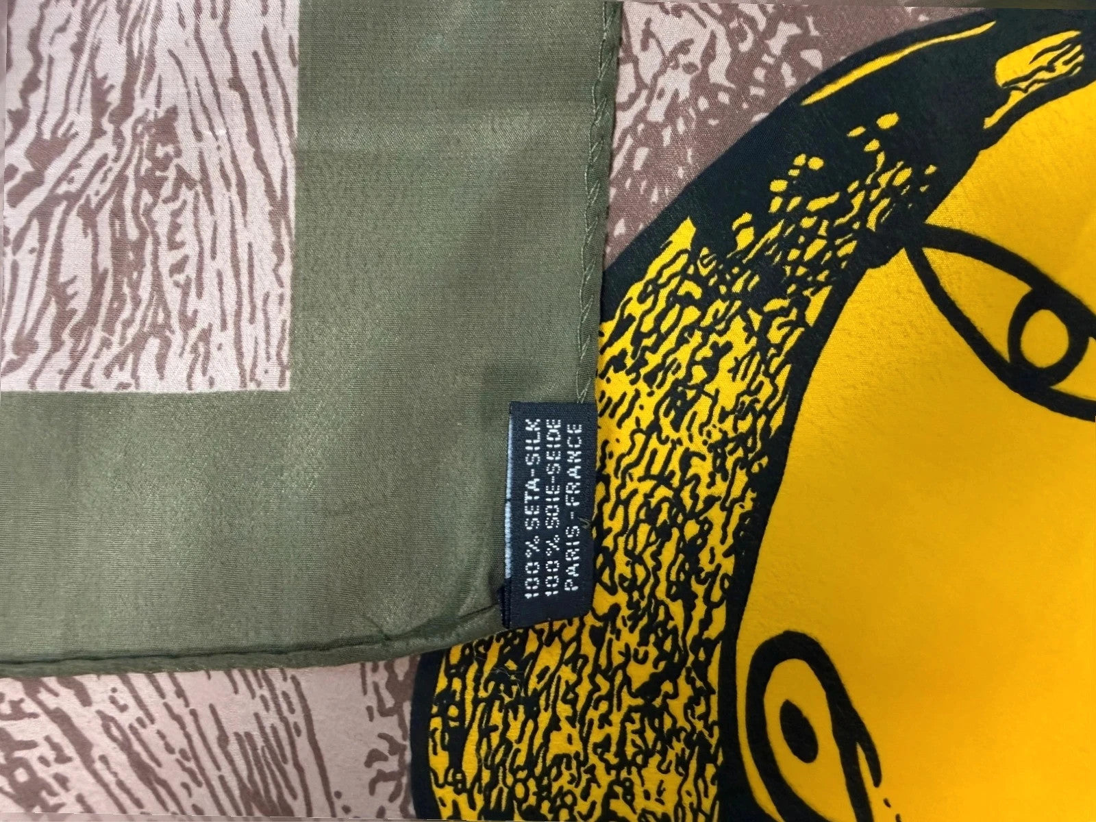 Foulard vintage in seta, stampa Picasso ritratto cubista