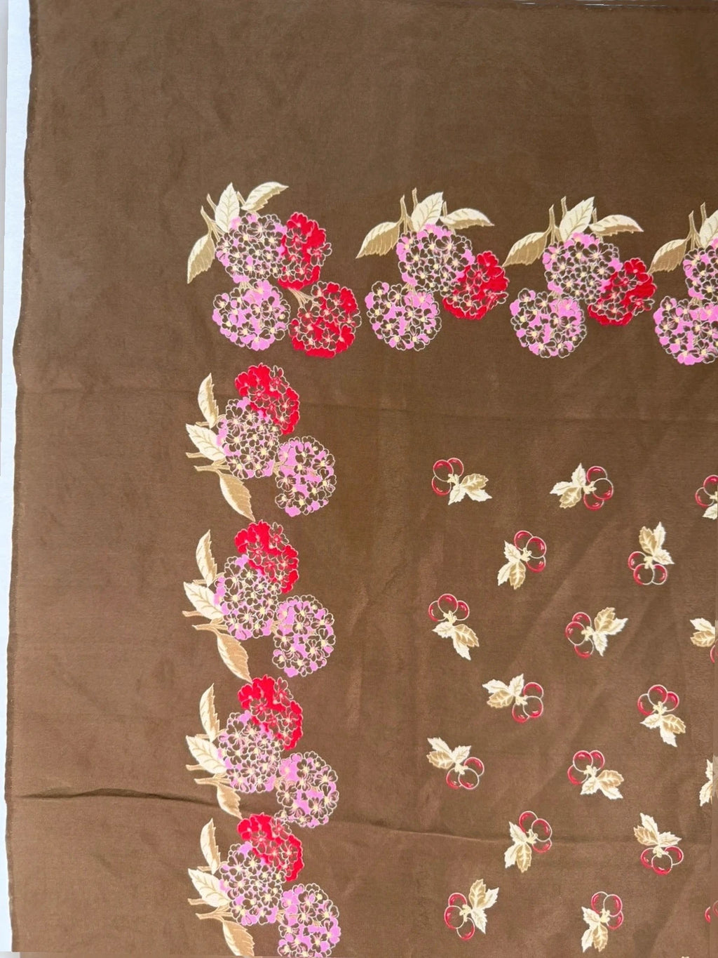 Foulard Valentino marrone, stampa floreale – Vintage