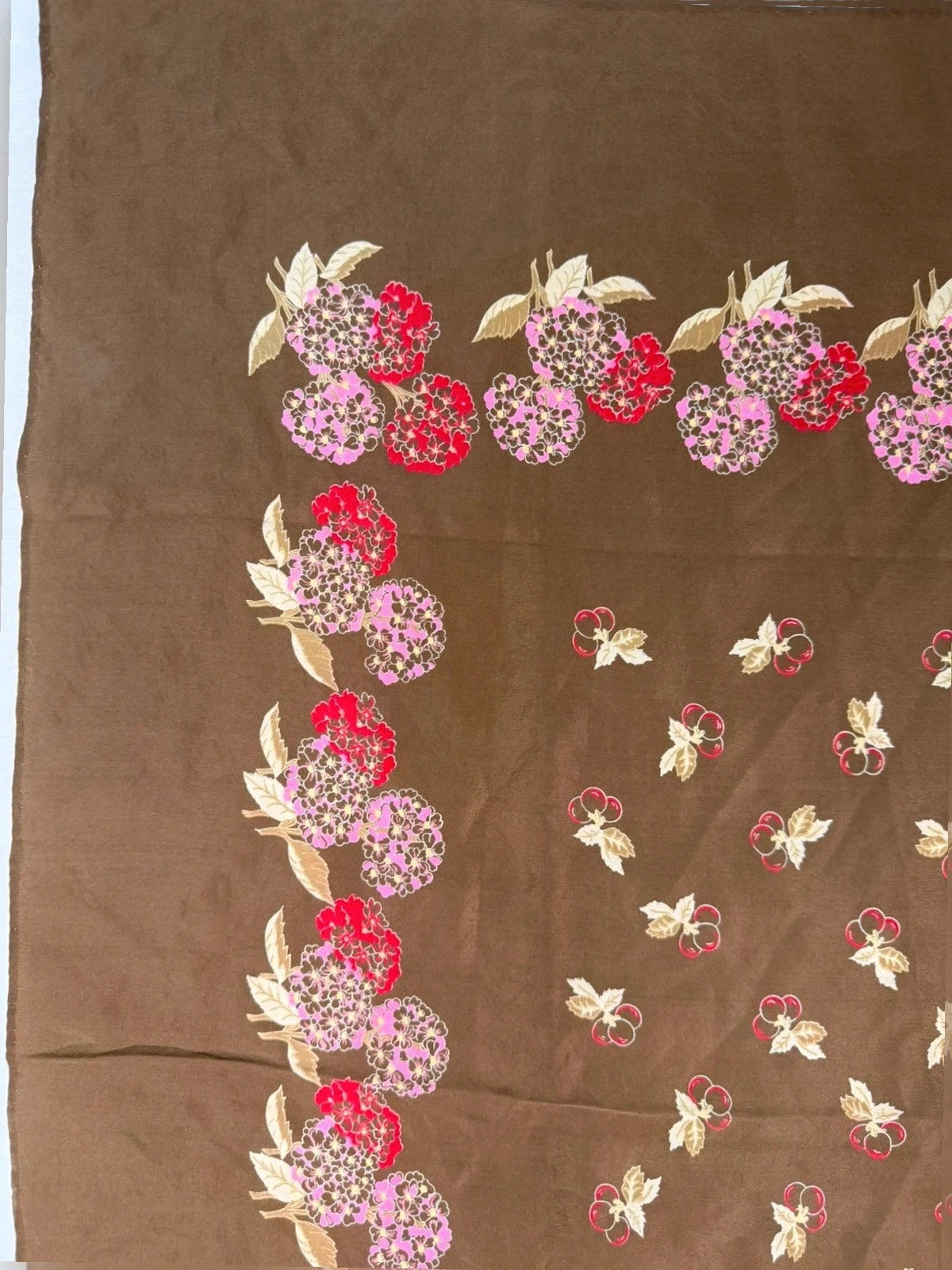 Foulard Valentino marrone, stampa floreale – Vintage