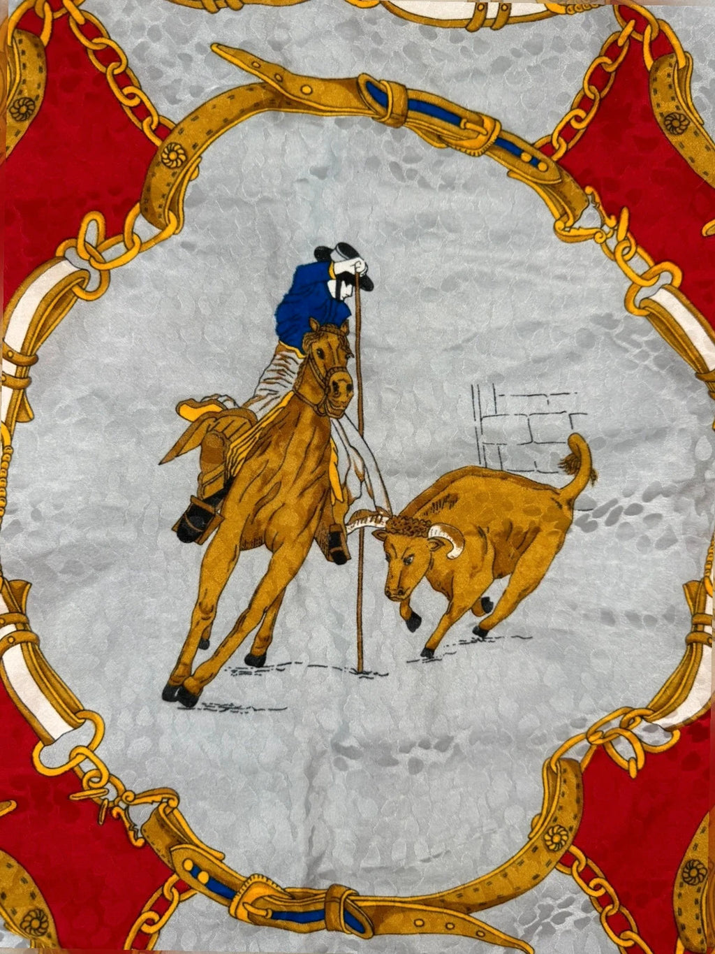 Foulard Tiffany in seta, stampa equestre – Vintage