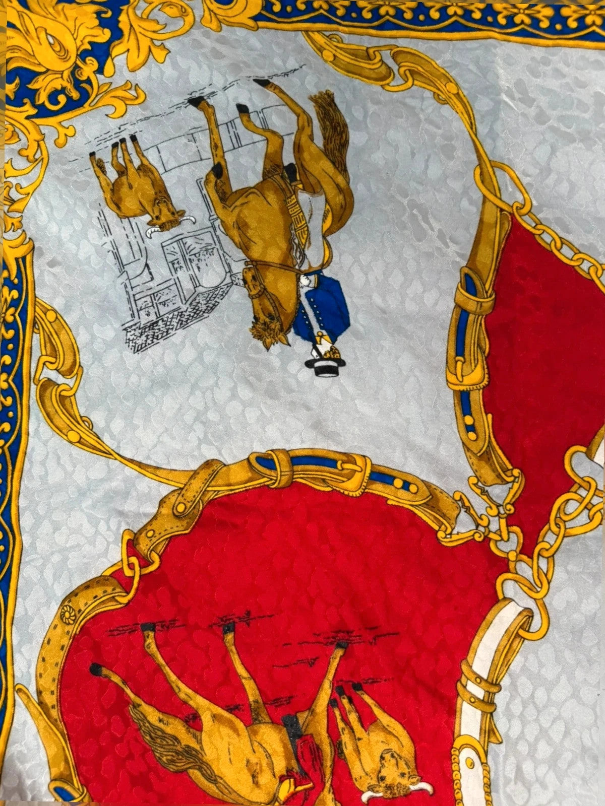 Foulard Tiffany in seta, stampa equestre – Vintage