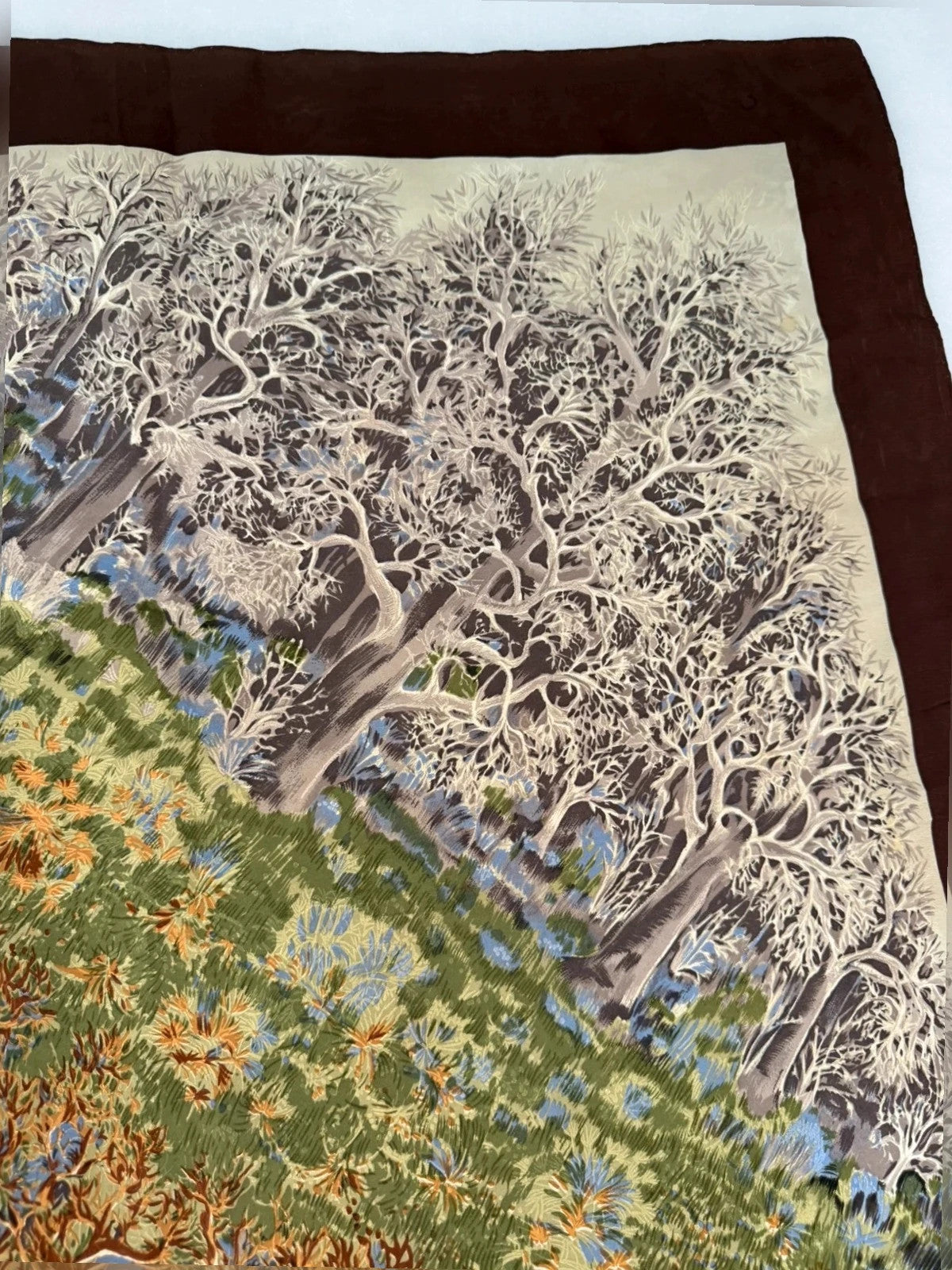 Foulard Valentino in seta, stampa alberi – Vintage