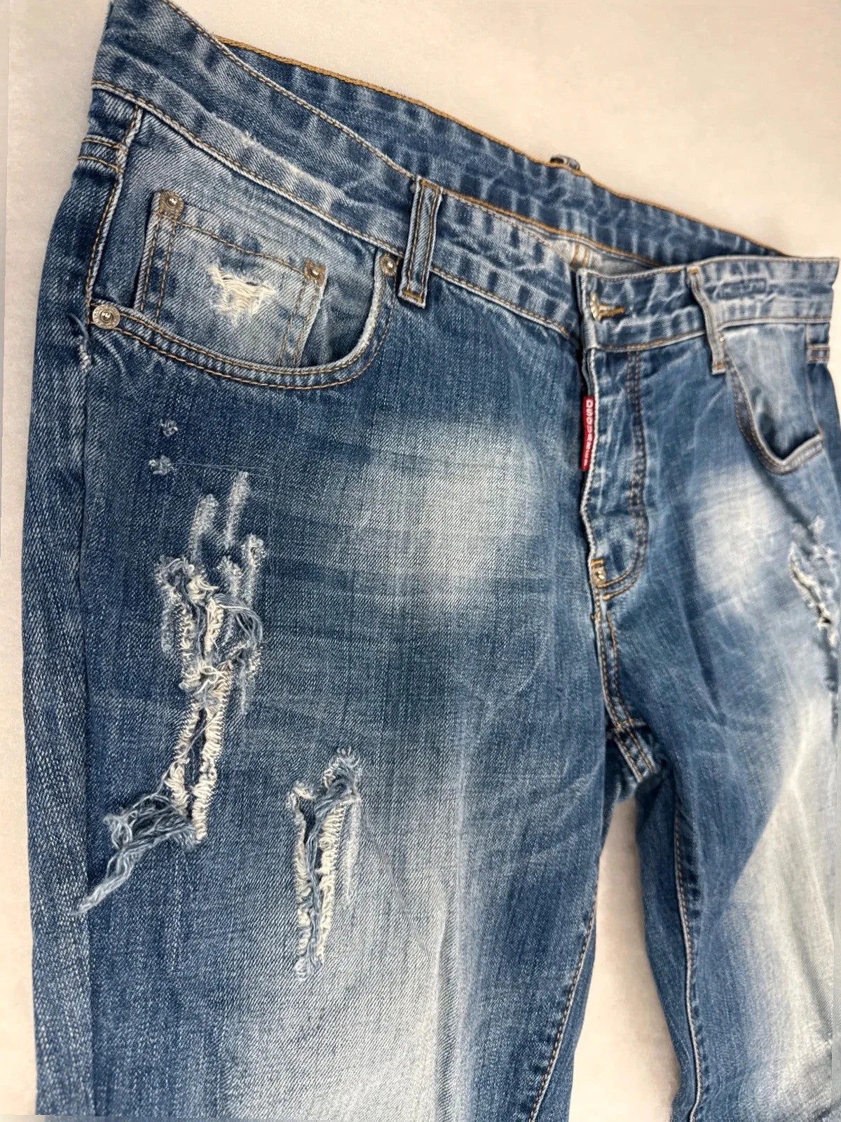 Jeans Dsquared2 strappati denim chiaro – Uomo Taglia 38
