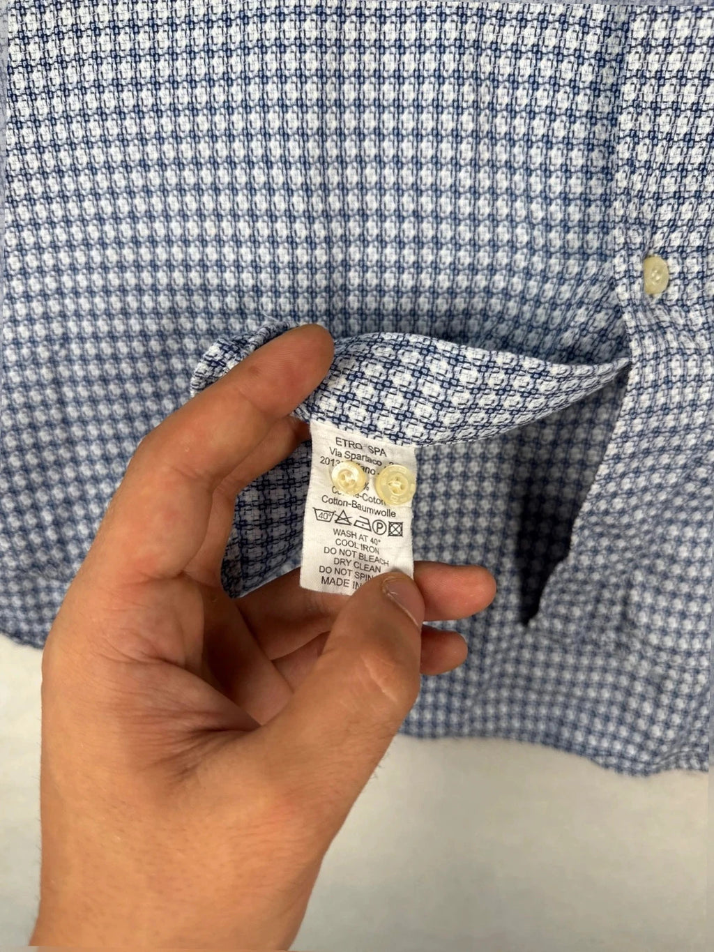 Camicia Etro fantasia geometrica blu – Uomo Taglia L