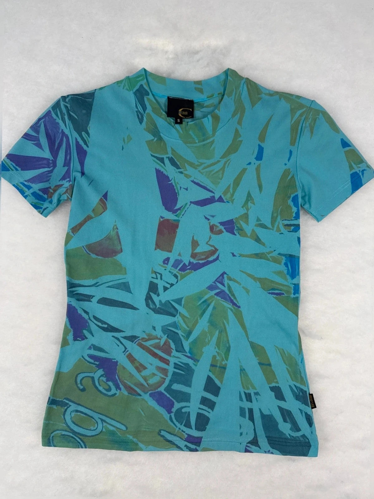 Top Just Cavalli turchese/verde manica corta – Donna Taglia S (IT 40)
