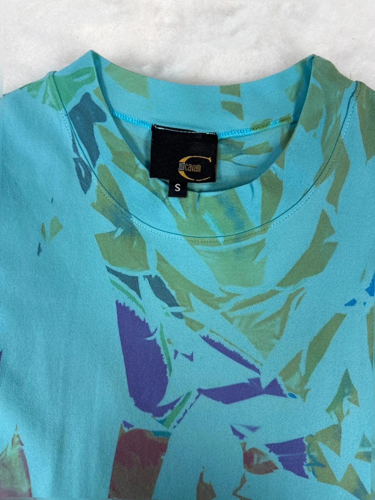 Top Just Cavalli turchese/verde manica corta – Donna Taglia S (IT 40)