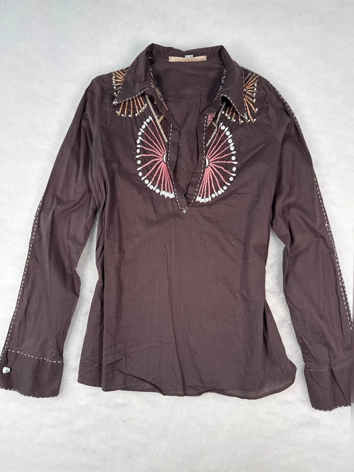 Camicia Class Roberto Cavalli marrone ricamo – Donna Taglia M (IT 42)