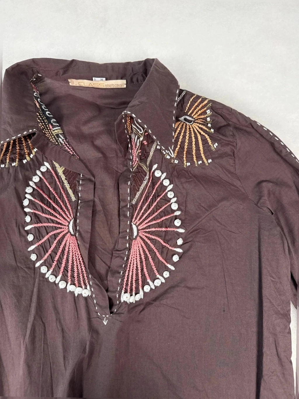 Camicia Class Roberto Cavalli marrone ricamo – Donna Taglia M (IT 42)