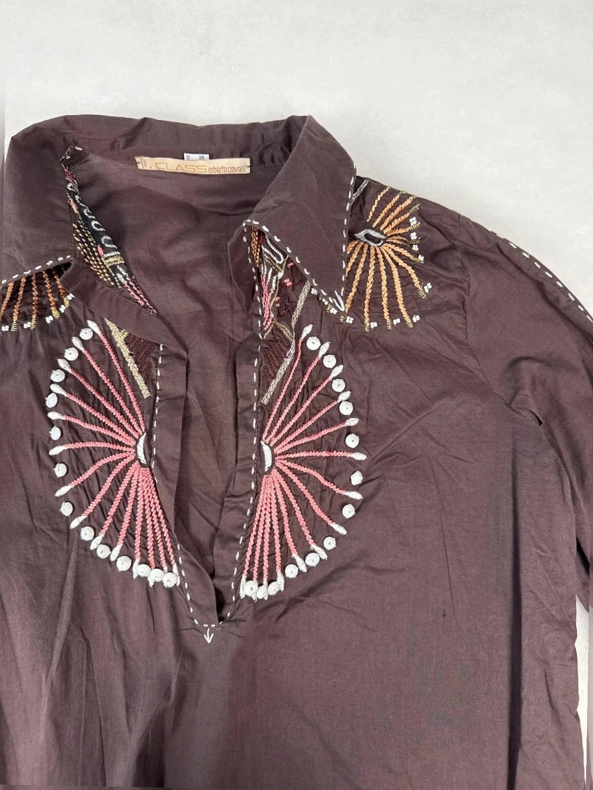 Camicia Class Roberto Cavalli marrone ricamo – Donna Taglia M (IT 42)