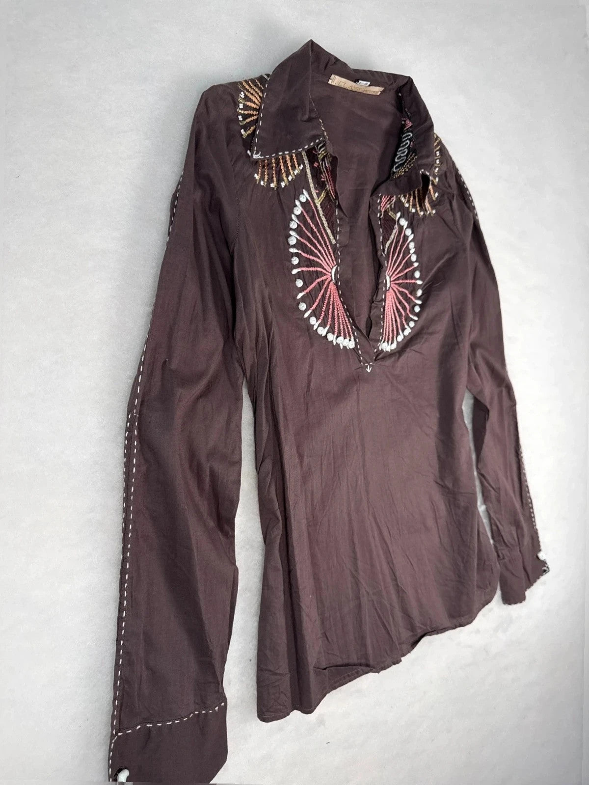 Camicia Class Roberto Cavalli marrone ricamo – Donna Taglia M (IT 42)