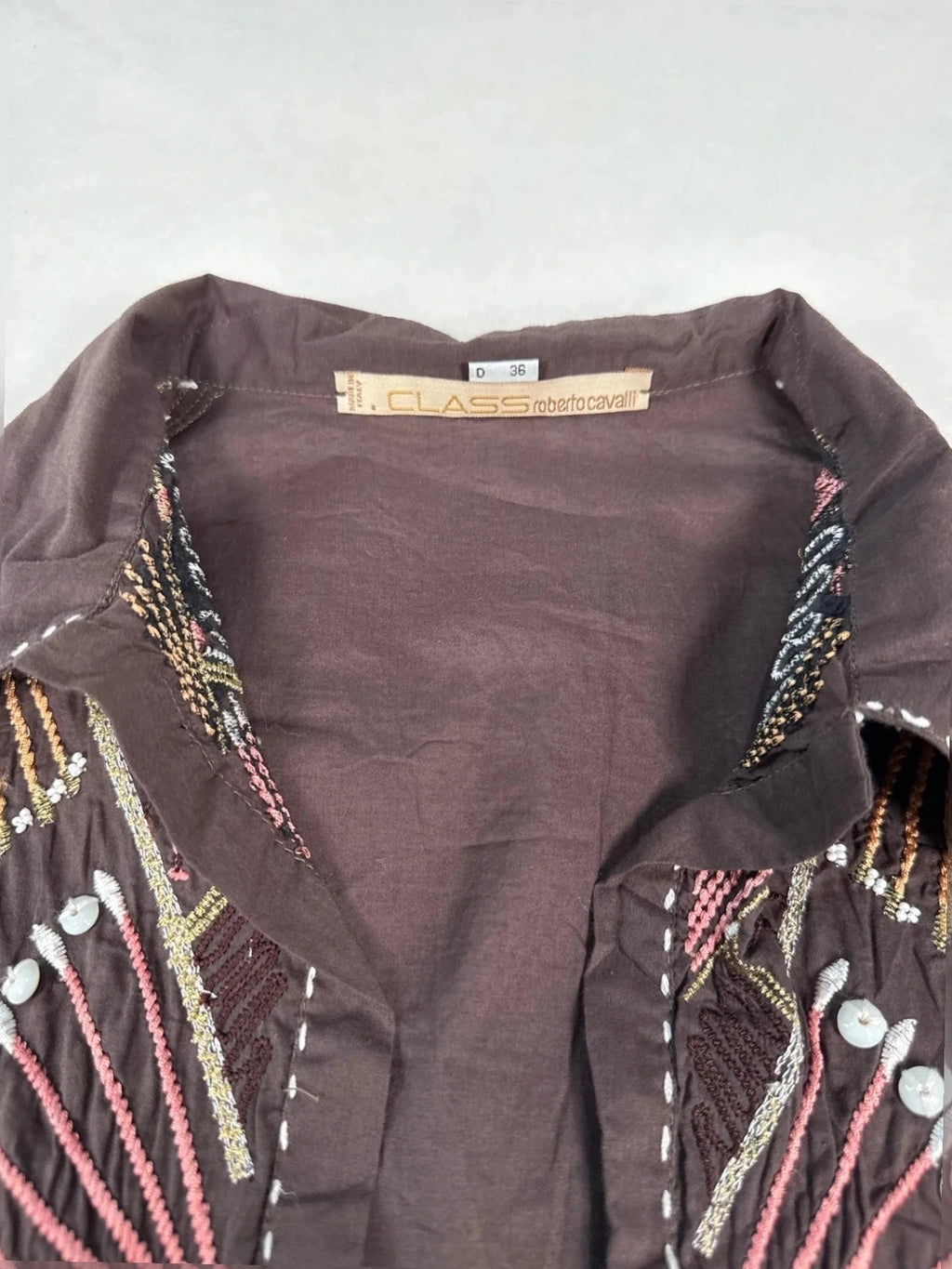 Camicia Class Roberto Cavalli marrone ricamo – Donna Taglia M (IT 42)