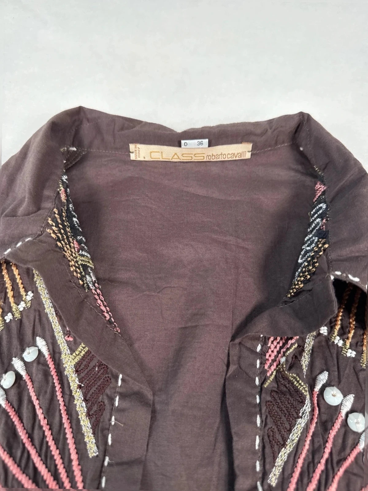 Camicia Class Roberto Cavalli marrone ricamo – Donna Taglia M (IT 42)