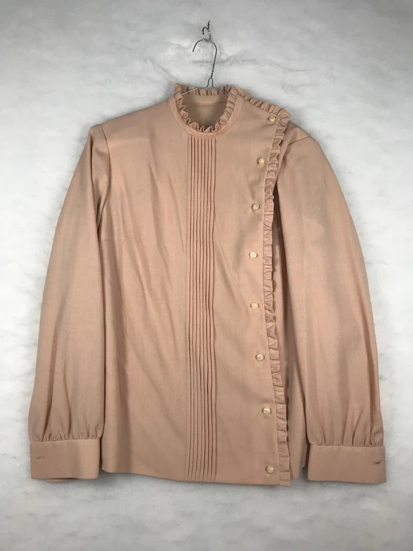 Blusa vintage donna beige cipria fronte