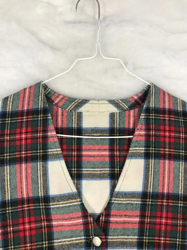 Gilet vintage donna tartan dettaglio bottoni