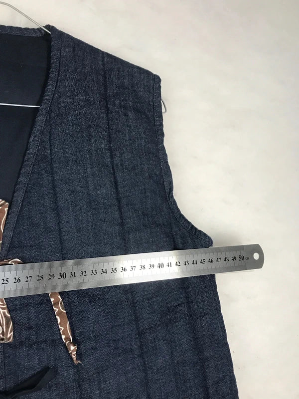Gilet trapuntato donna denim dettaglio spalla