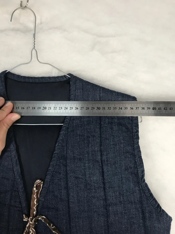 Gilet trapuntato donna denim dettaglio lacci